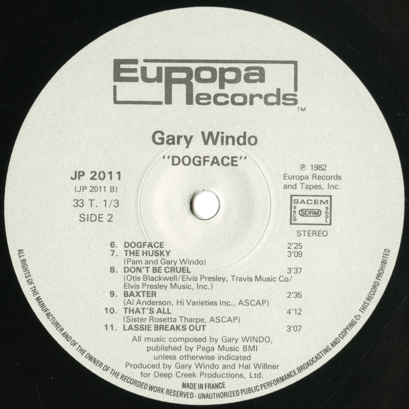 Gary Windo『DOGFACE』（1982年、Europa Records）03